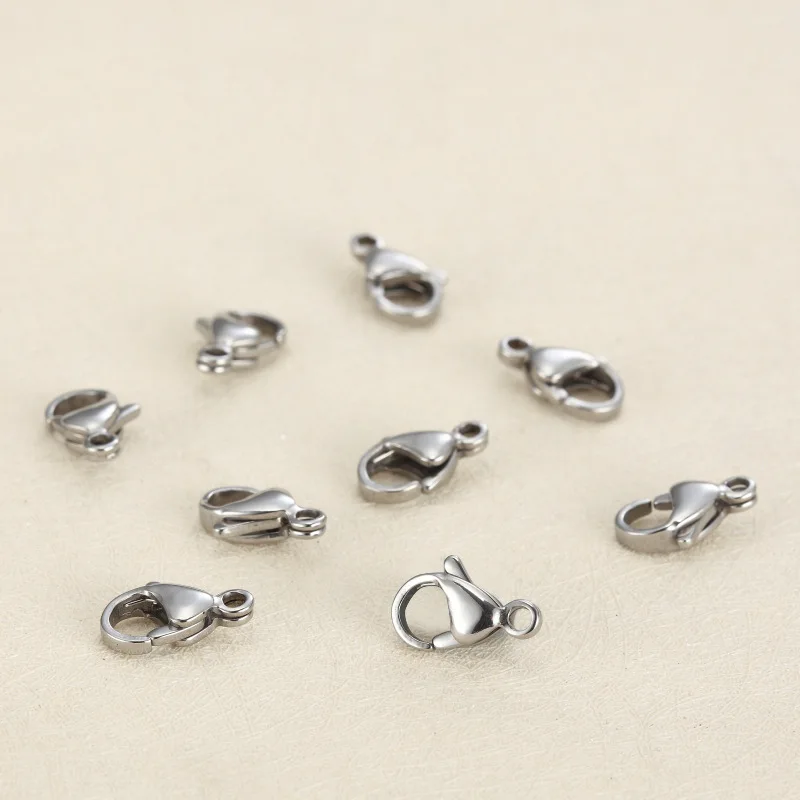 100 stücke pro Los Edelstahl Hummer Edelstahl Verschluss 10mm 11mm 12mm 13mm 15mm 19mm Schmuck herstellung Zubehör