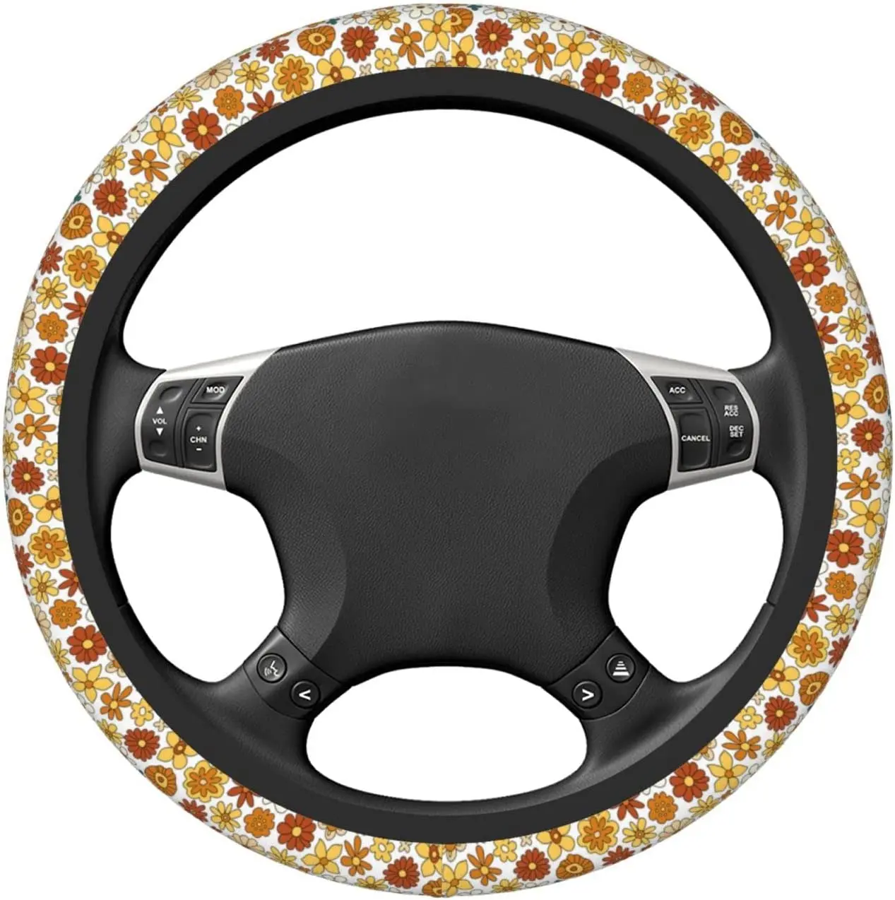 70s Retro Flower Hippie Floral Steering Wheel Covers 70s Retro Flower Hippie Floral Steering Wheel Covers