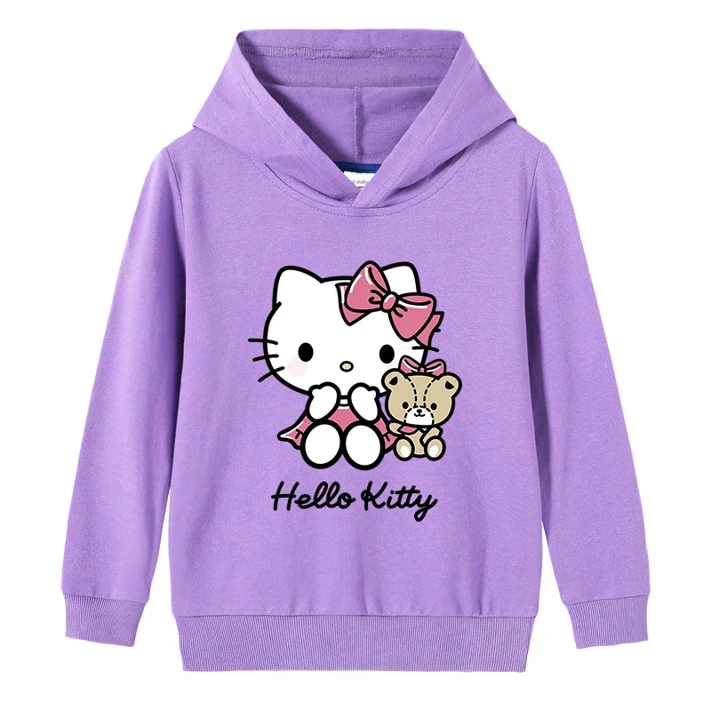 thumbnail image 1 of Hello Kitty nueva primavera otoño suéter con capucha de algodón para niños niñas moda pulóver Tops niños bebé Casual sudaderas deportivas, 1 of 5