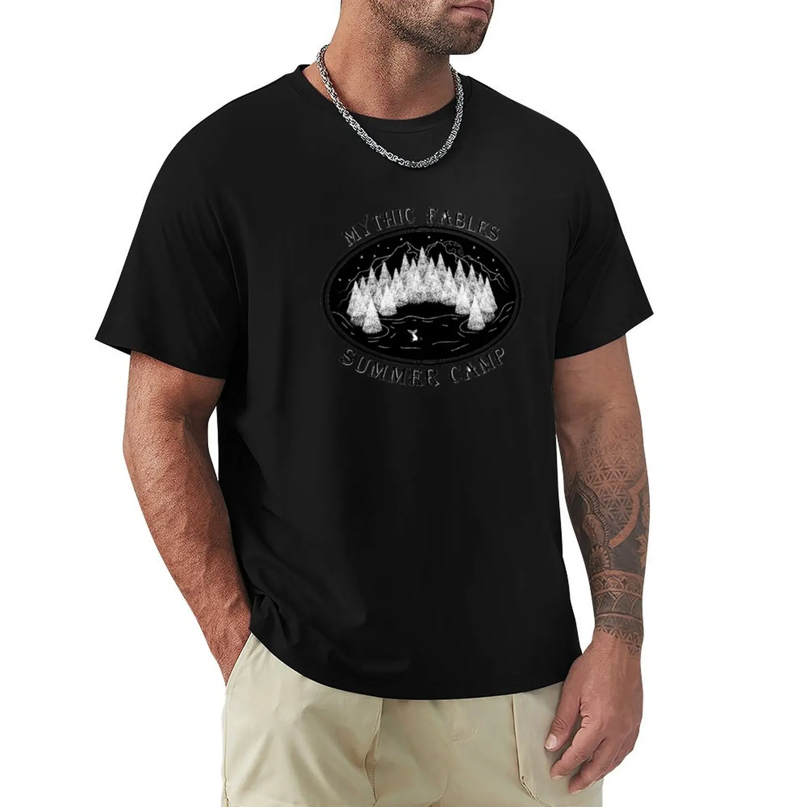 

Mythic Fables Summer Camp T-Shirt Short sleeve tee man t shirt plain black t shirts men