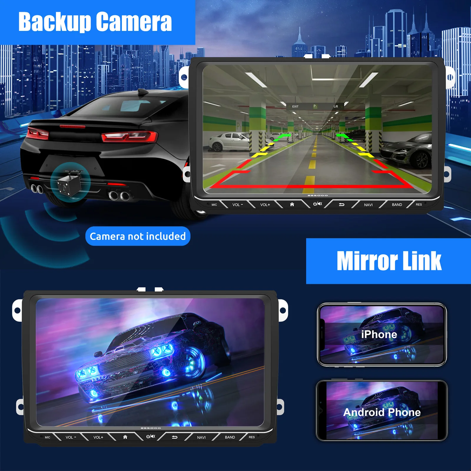 Автомагнитола ESSGOO, мультимедийная система на Android, с 9 сенсорным экраном, Bluetooth, AHD, IPS, для VW Passat B6, B7, Skoda, типоразмер 2 Din (art.: 3920bf2cbe623) - 3920bf2cbe623