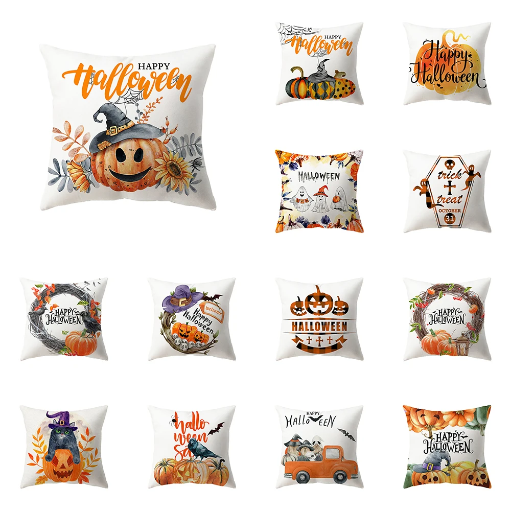 

Halloween Theme Horror Pumpkin Print Pattern Cushion Cover Home Living Room Sofa Decoration Polyester Pillow