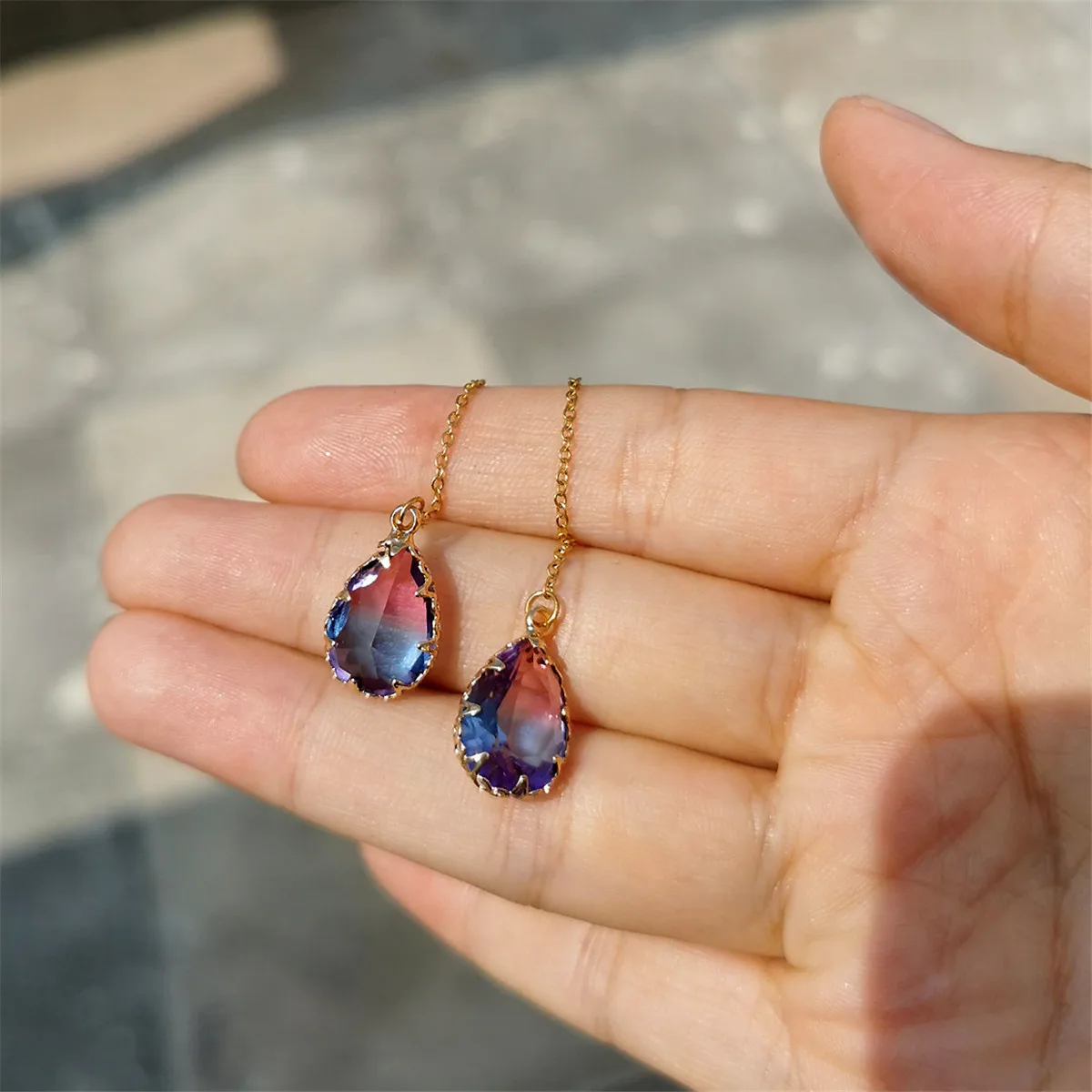 Stainless Steel Colorful Zircon Water Drop Long Chain Earrings for Women Girls Linear Crystal Threader Earrings Jewelry drop earrings long earrings crystal earrings