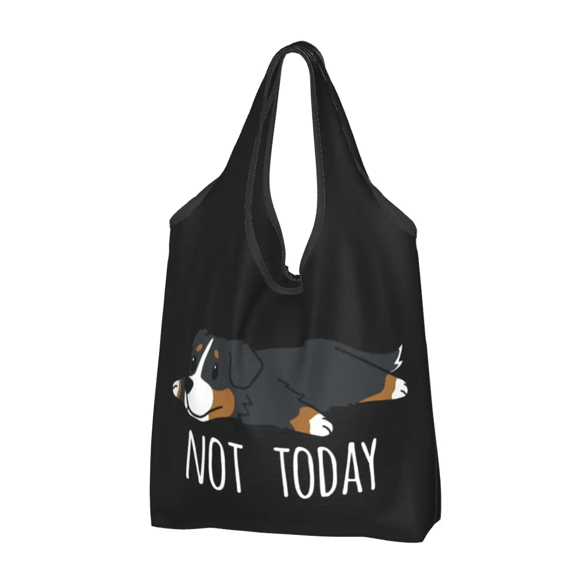 

Reusable Funny Not Today Bernese Mountain Dog Shopping Bag for Groceries Foldable Grocery Bags Washable Large Tote Bags