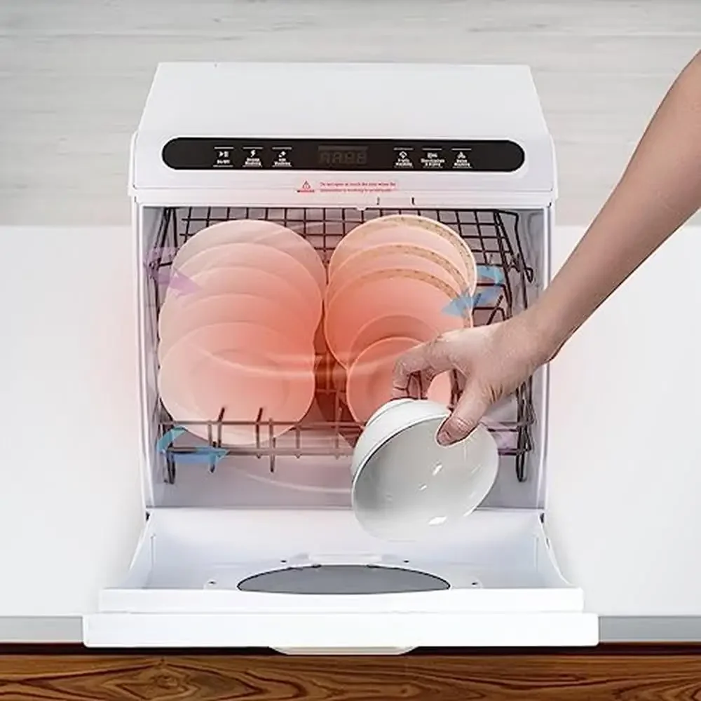 Portable Countertop Dishwasher 900W 5 Cleaning Modes 360° Dual Spray Air-Dry 3-in-1 Function Ideal Small Spaces & On-The-Go 5