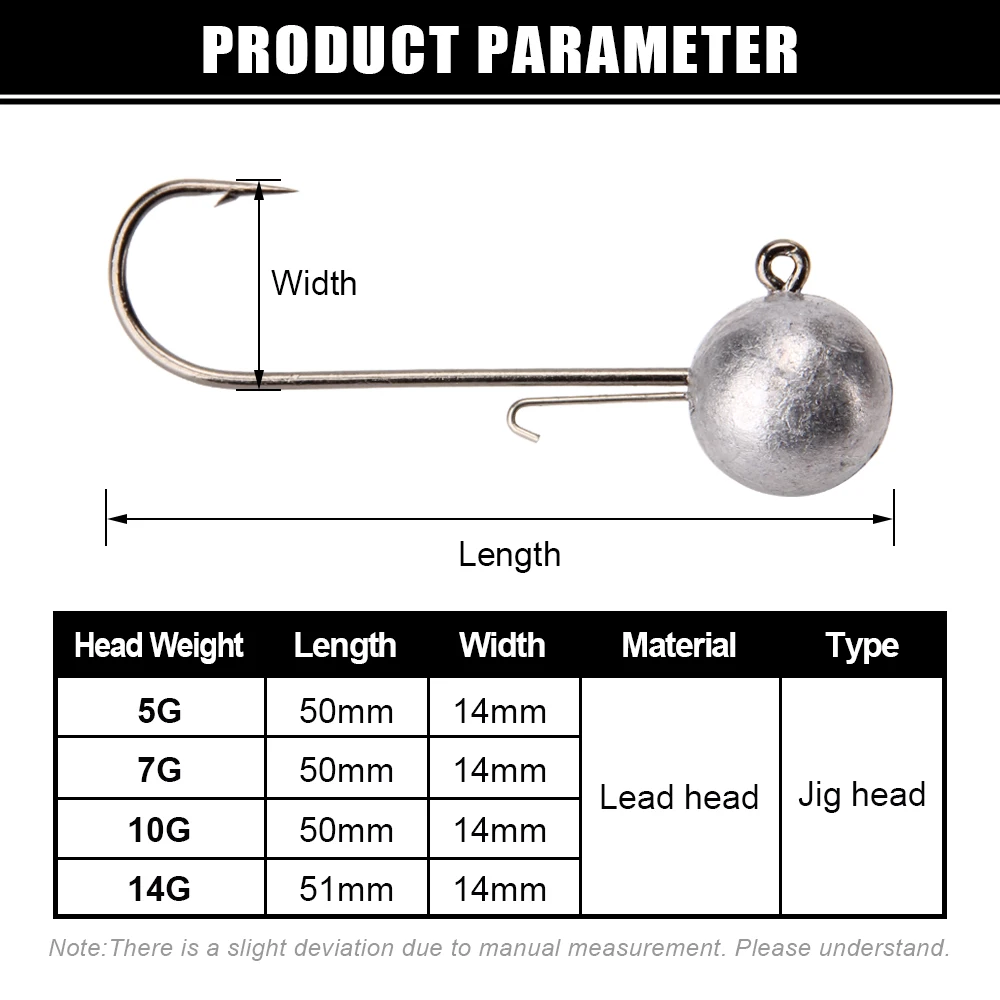 Spinpoler 5g 7g 10g 14g Jig Heads Fishing Hook Long Shank Round Ball High Carbon Steel Long For Soft Lure Worm Accessorie 4pcs 2