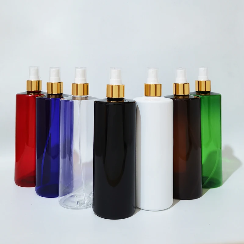 

14pcs 500ml Empty Spray Plastic Containers For Skin Care Personal PET Cosmetics Bottle With Gold Aluminium Sprayer Perfume