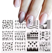 

Water Transfer Nail Decals Gradual Change Black Color Butterfly Flower Stickers Decoration For Nail Art Manicure Beauty