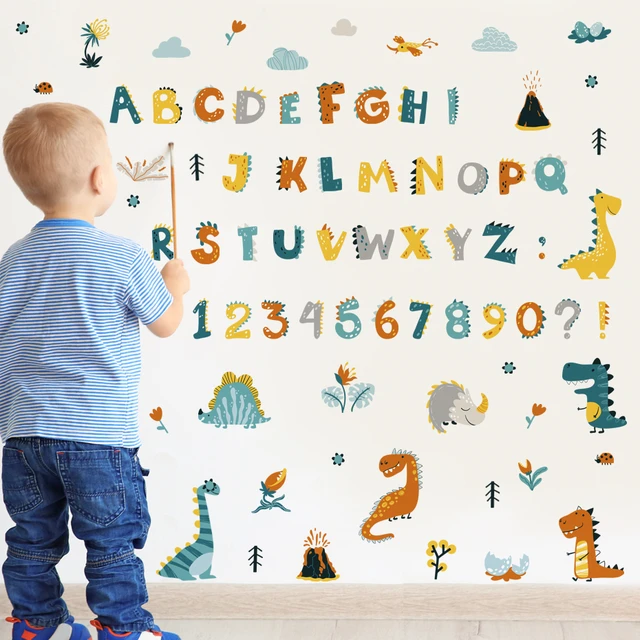 Animal Alphabet Decals Kids Wall Stickers Colorful ABC Letters Decals Peel  and Stick Removable Number Decals for Nursery Bedroom Kids Room Wall Closet