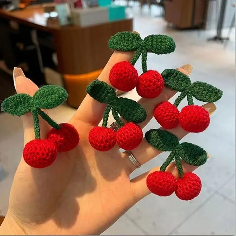 Beliebte 2er-Pack rote Kirsch-Haarspangen für Babys, süße Haarspange, seitliche Haarspange, Kinder-Kopfschmuck, Haar-Accessoires, ohne Rückseitenkarte