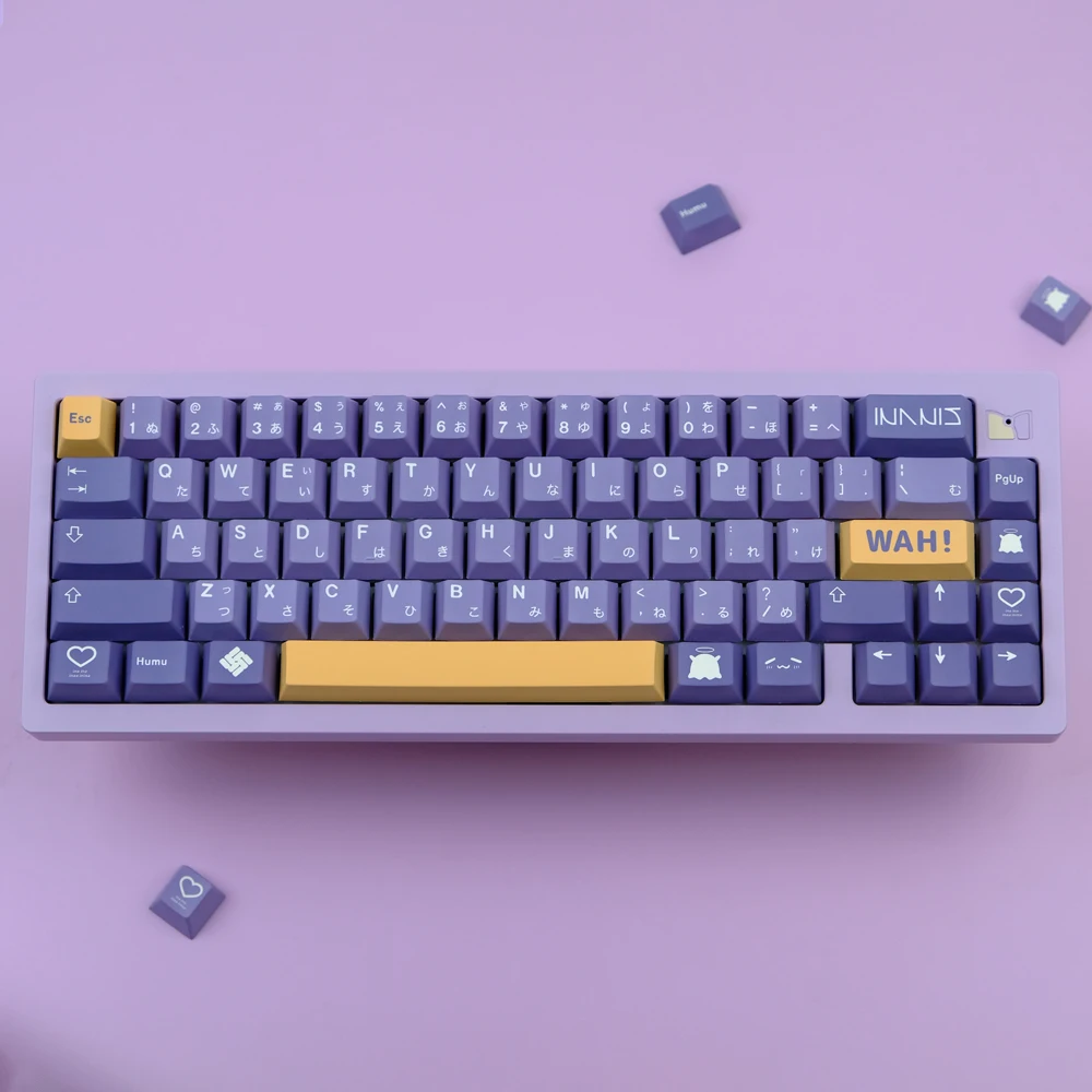 Teclado Mecânico Pbt Keycaps Sublimação de Corante Lados Roxo Amarelo Cereja Interruptor mx Teclado Japonês 129 Chaves