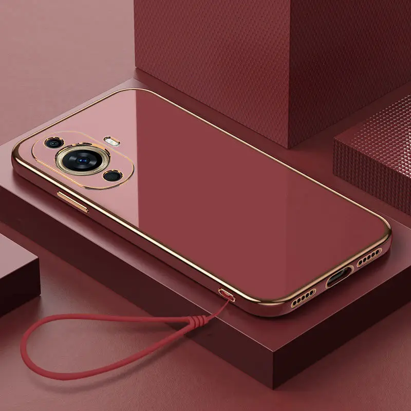 Premium Silicone Back Cover with Straight Frame & Square Plating