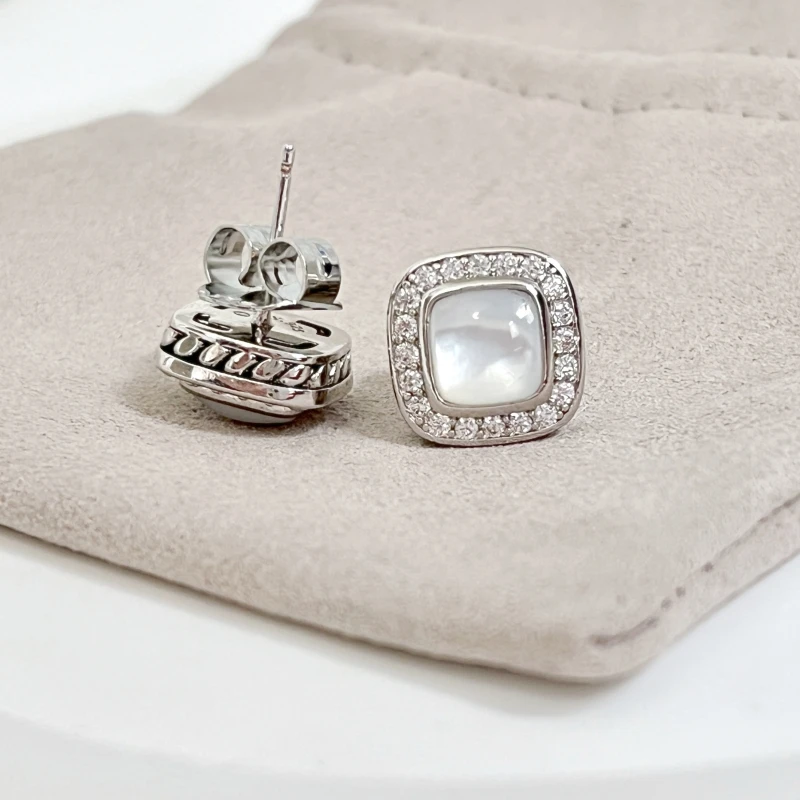 HSC DY Cable Classics Earrings in Sterling Silver with Amethyst and Pave Diamonds at Ahee Jewelers