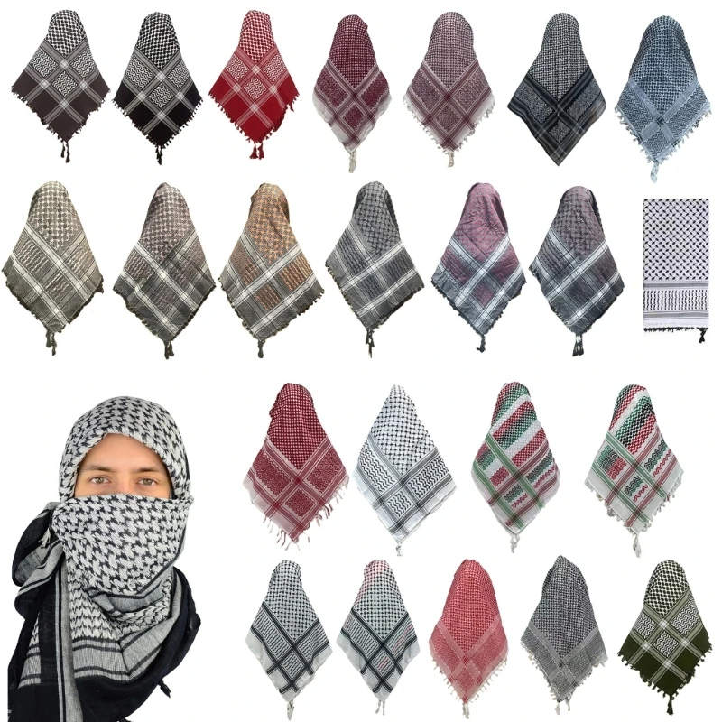 ExTWISTim Sciarpa Shemagh Keffiyeh Arab Wrap Army Military Tactical Desert Neck 100 Cotton Mens Veil Head Checkered Unisex Head Scarf Od Green Black 108243840