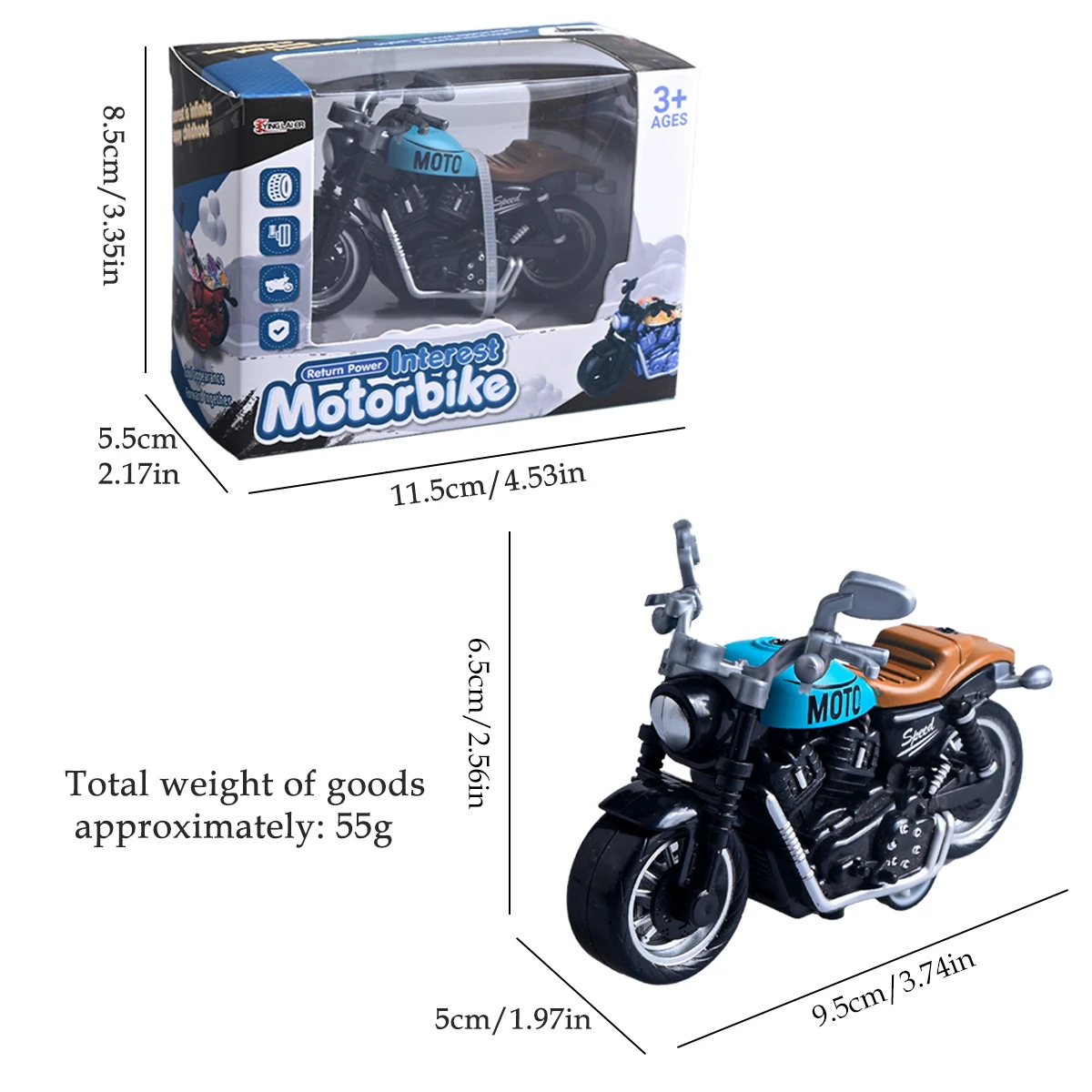 Model Diecast Motocycle Toys Ornament, 1:18/1:36 Car Rotating Rubber Rires Desktop Ornament Gifts - 4