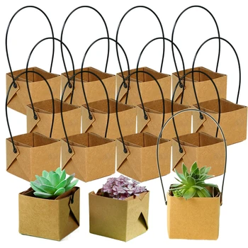5~40pcs Mini Kraft Paper Flower Pot Waterproof 6x5cm Miniature Green Plant Flowerpot for Succulent Plants Decoration TMZ 1
