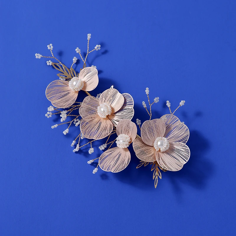 BridalWeddingHeadbandTiaraFlowerPearlHairpinHairClipforWomenBrideHairAccessories
