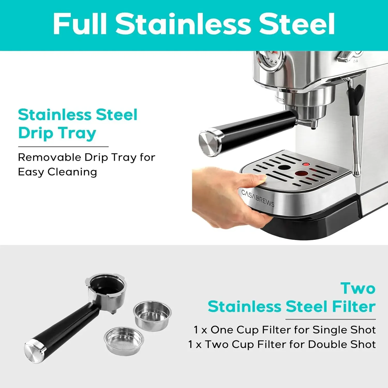NEW Espresso Machine 20 Bar, Professional Espresso Maker with Milk Frother Steam Wand, Compact Coffee Machine