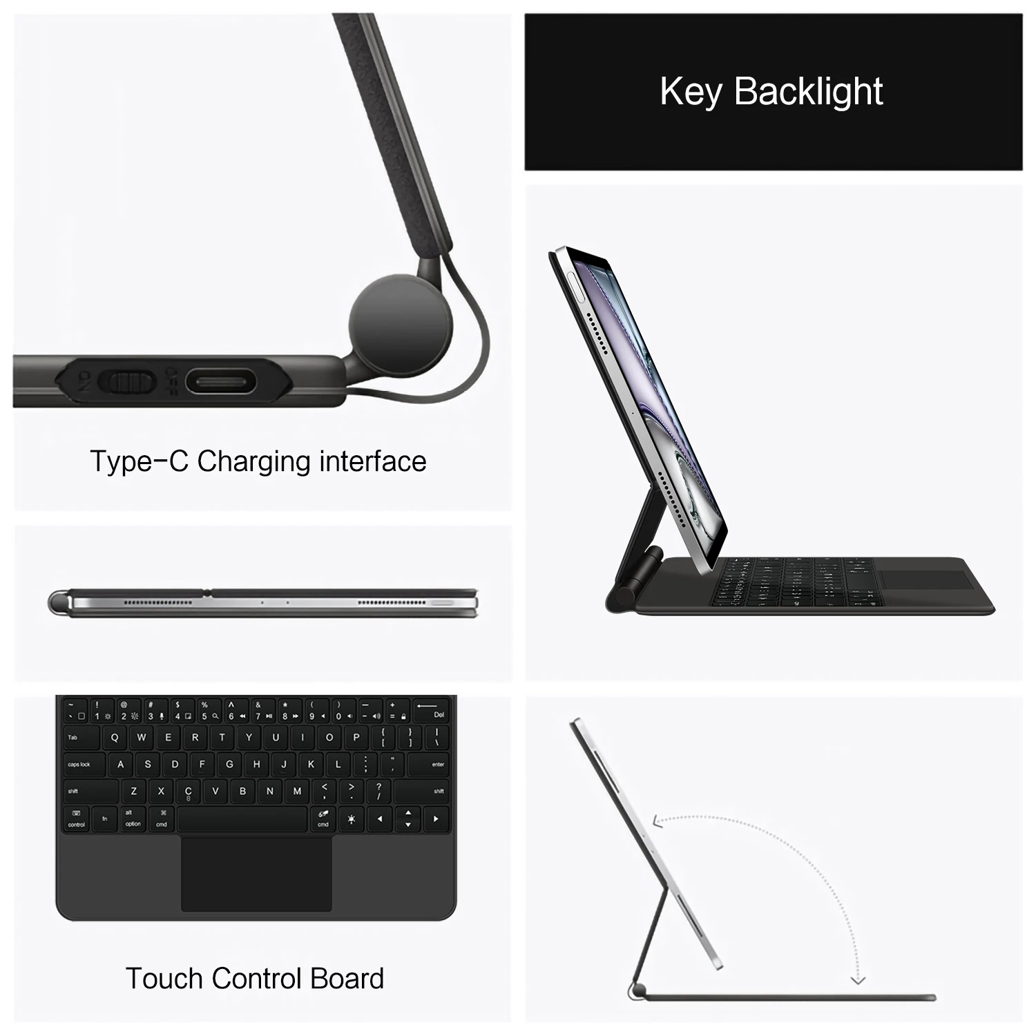 Magic Keyboard For iPad Air 11 inch M3 M2 7th 6th 5th 4th Pro 3rd generation Smart Cover Case Folio Multi-touch Backlight