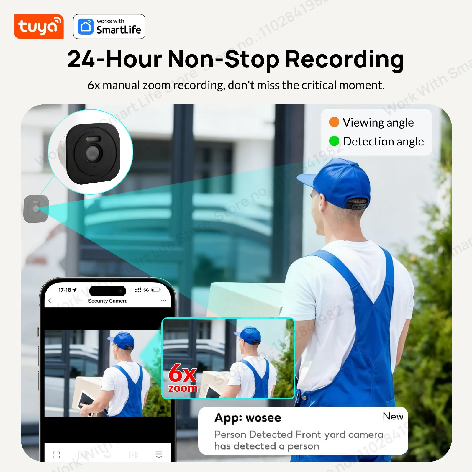 Tuya Smart Window Camera-Replaces Outdoor Camera,2.4/5GHz WiFi | 3MP HD | Full-Color Night Vision Thru Window For Home Security 4