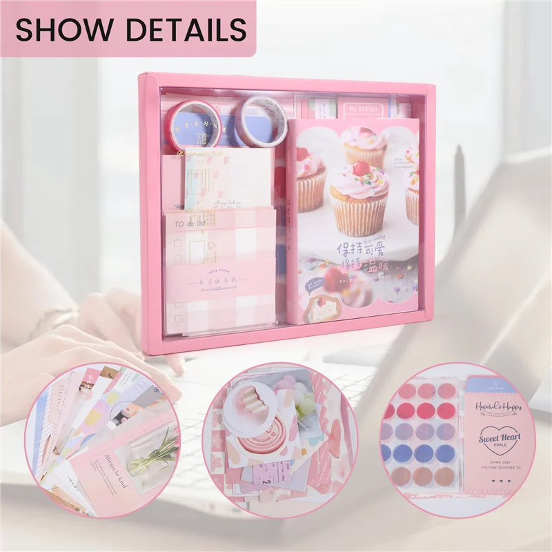 90pcs/pack Kawaii Scrapbooking Material Set Journaling Sticker Aesthetic  Washi Tape Planner Decoration …