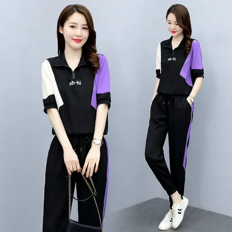 Jogging Suit Women Korean Version Loose Casual Suits Female Summer Fashion  Thin Running Sportswear Two-piece Gym Clothing Female