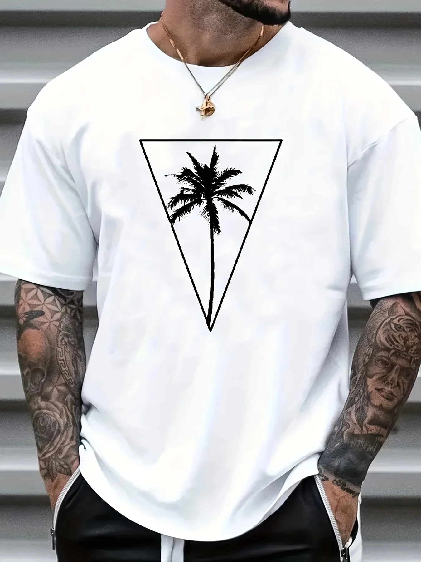 Kokosnussbaum-Musterdruck, lässige, bequeme T-Shirts aus Baumwolle für den Sommer, Herrenbekleidung, Oberteile für das tägliche Fitnessstudio, Workout, Laufen