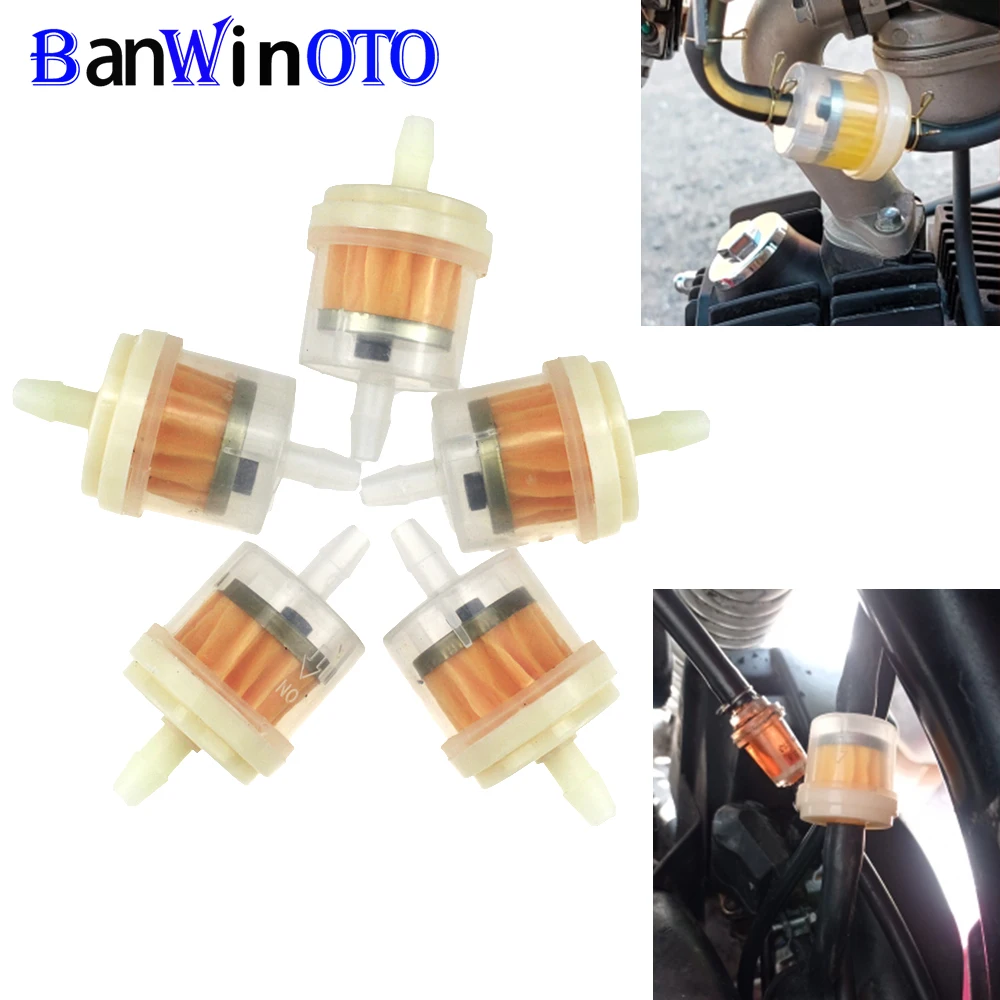 aXXcssqw9b 5Pcs Inline Fuel Oil Filter for Motocross Motorcycle Motorbike Moped Scooter 