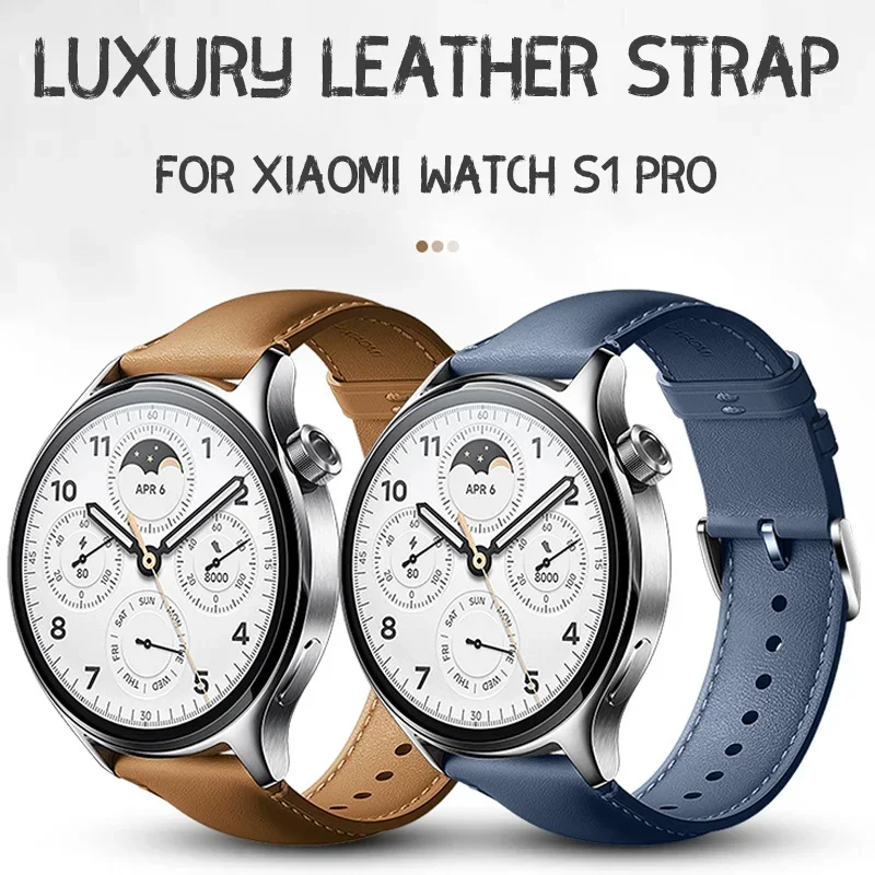 

Original Leather Strap for Xiaomi Watch S3 S1 Pro/S1 & MI Color 2/S1 Active Cowhide Band for Universal 22MM Bracelet Accessories