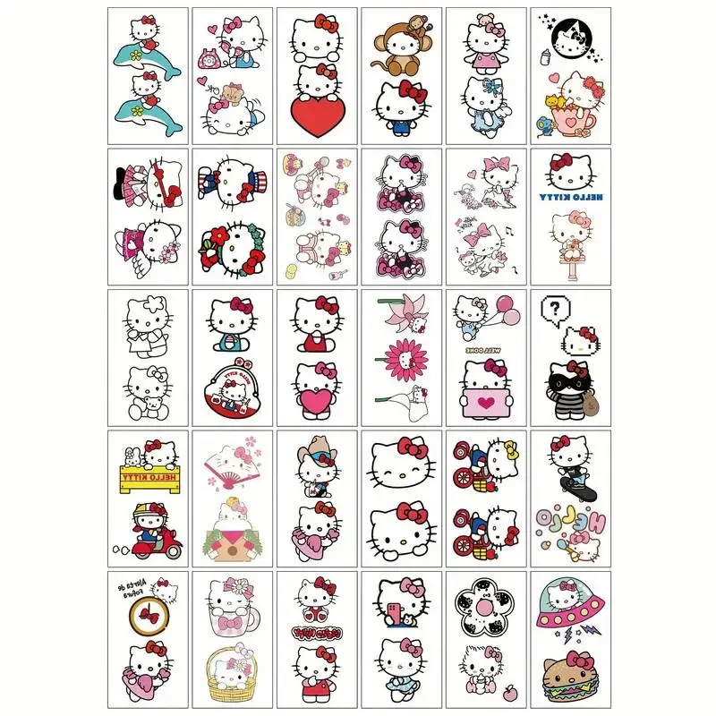 Hello Kitty Temporary Tattoos Kuromi Cute Anime Waterproof Tattoos Sanrio Durable Color Kawaii Tattoo Sticker Gifts 5