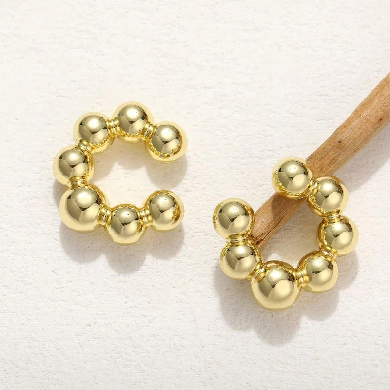 3pcs Exaggerated Geometric Earrings Set for Women Fashion Gold Color Metal Earring Clip Holiday Dating Daily Jewelry Gifts 2024