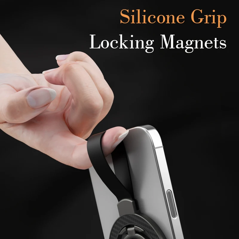 Double-Sided Magnetic Finger Ring Holder with Kickstand