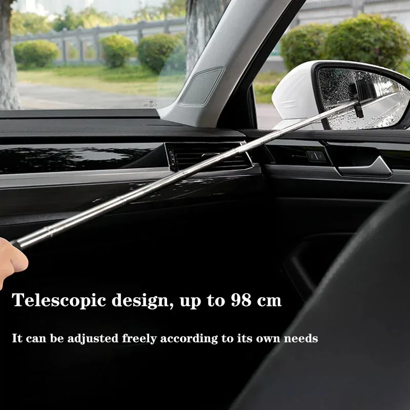 Car Window Cleaning Brush Rearview Mirror Wiper Cleaning Tool Auto Glass Mist Cleaner Scraper Car Accessories Handle Telescopic