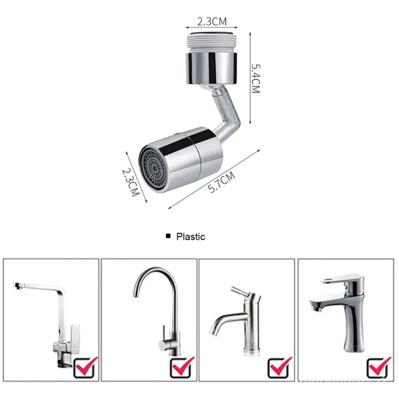 Faucet Aerator 720&deg; Swivel ABS Kitchen Tap Bathroom Rotatable Extension Filter Nozzle Dual Modes Water Saving