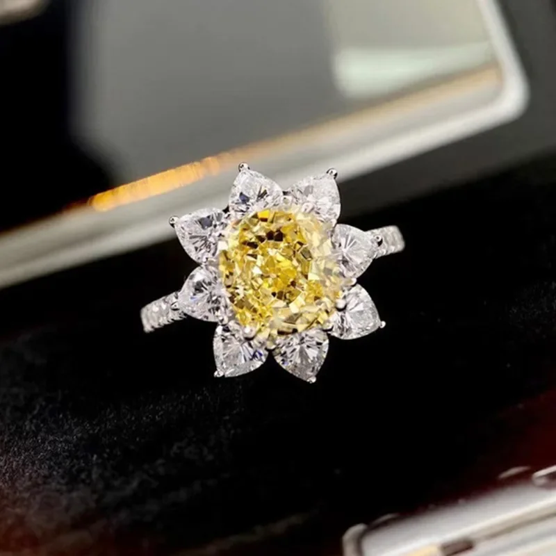Великолепное желтое кольцо с фианитом для женщин, стильное и элегантное обручальное кольцо, аксессуары для подарка