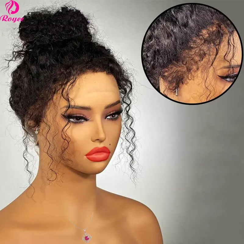 180 Density Human Hair 360 Lace Front Wig Kinky Curly Edges Wigs Pre plucked Human Hair Wigs For Women Remy 28 30 Inch