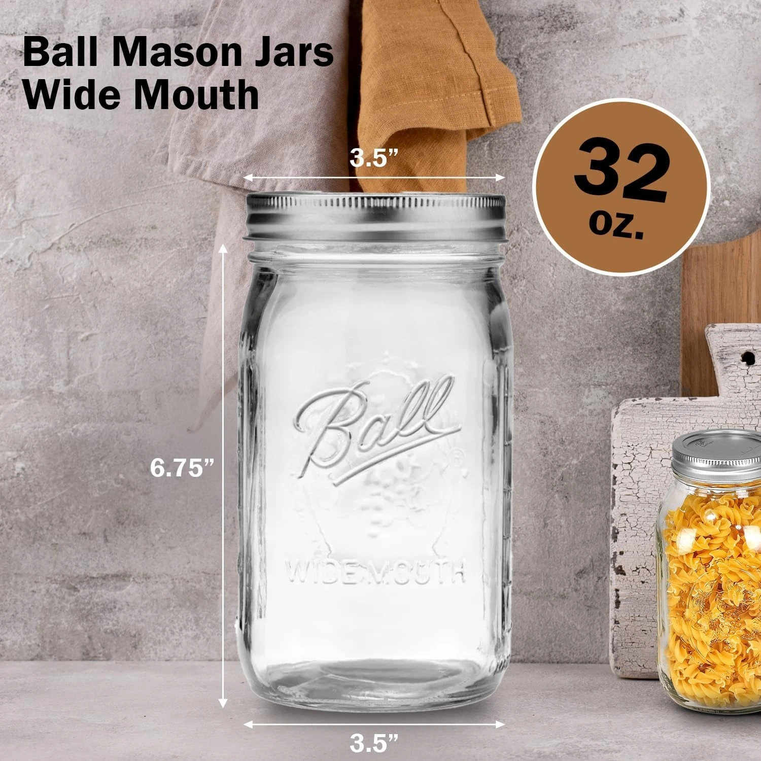 צנצנות מייסון בפה רחב 32 אונקיות. צנצנות עם מכסי אוויר לטיגון, התסמין, האכילה או לקישוטים בעצמך