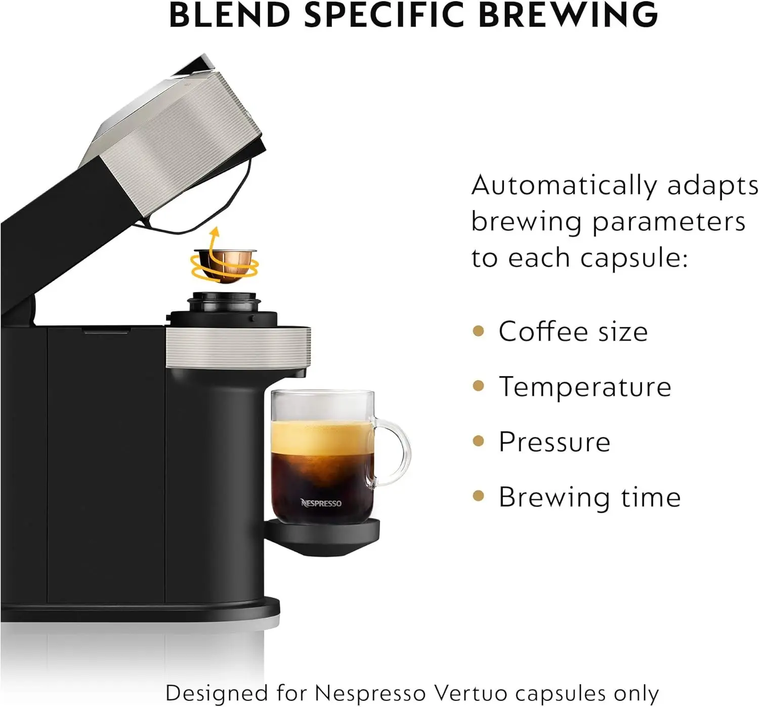 Vertuo Next Coffee and Espresso Machine by Breville with Milk Frother, 18 ounces, Light Grey 4