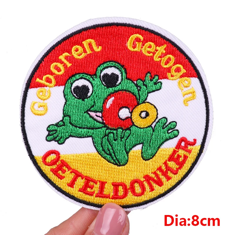 New Netherland Oeteldonk Emblem Embroidery Patch Iron On Patches Frog Badge Carnival For Netherland Patches For Clothing DIY