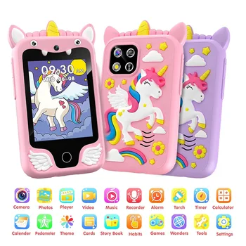 Bambini Smart Phone Fotocamera Giocattoli Touchscreen Unicorno Bambino Mobile Lettore MP3 Fotocamera digitale Giocattoli educativi per ragazze Ragazzi di età 3-8 anni