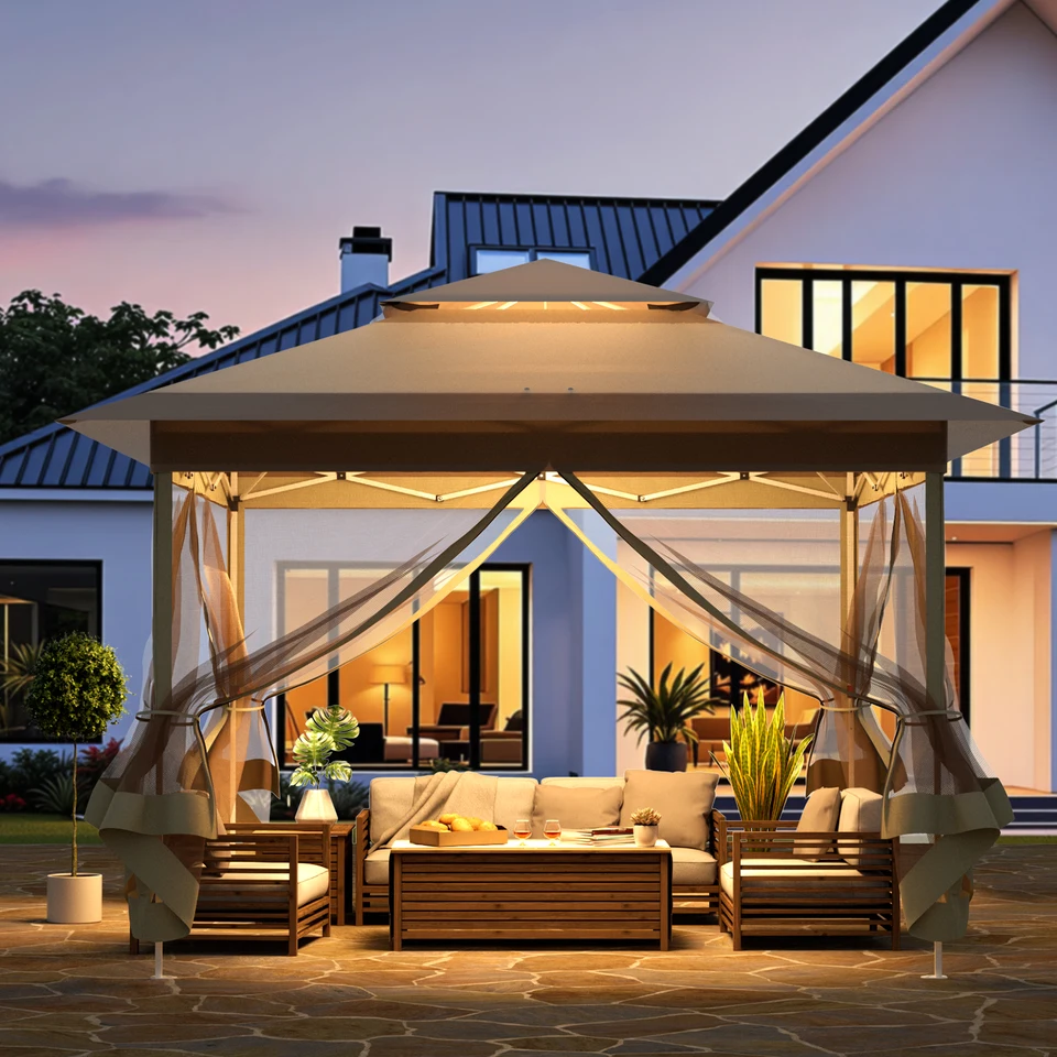 Waterproof Foldable Garden Gazebo with Mosquito Net