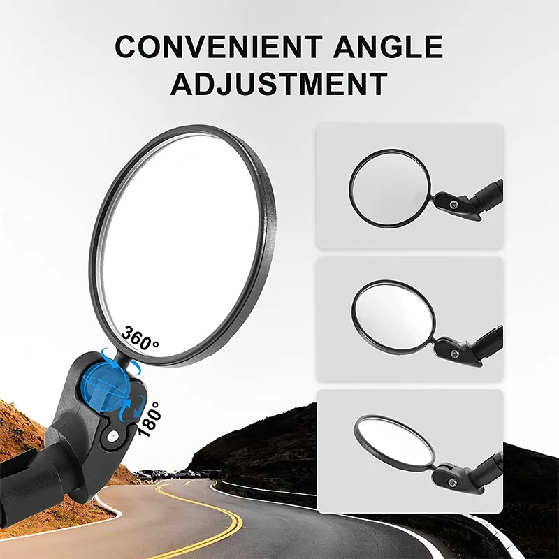 Universal Bicycle Rearview Mirror, 360° Adjustable Rotating Handlebar Rear View Mirror for  Road Bike Safety Cycling Accessories