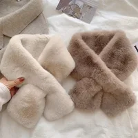 Korean Winter Faux Rabbit Fur Scarf Women Girls Scarf Soft Plush Scarves Solid Color Neck Collar Warmer Stuff Christma Gift