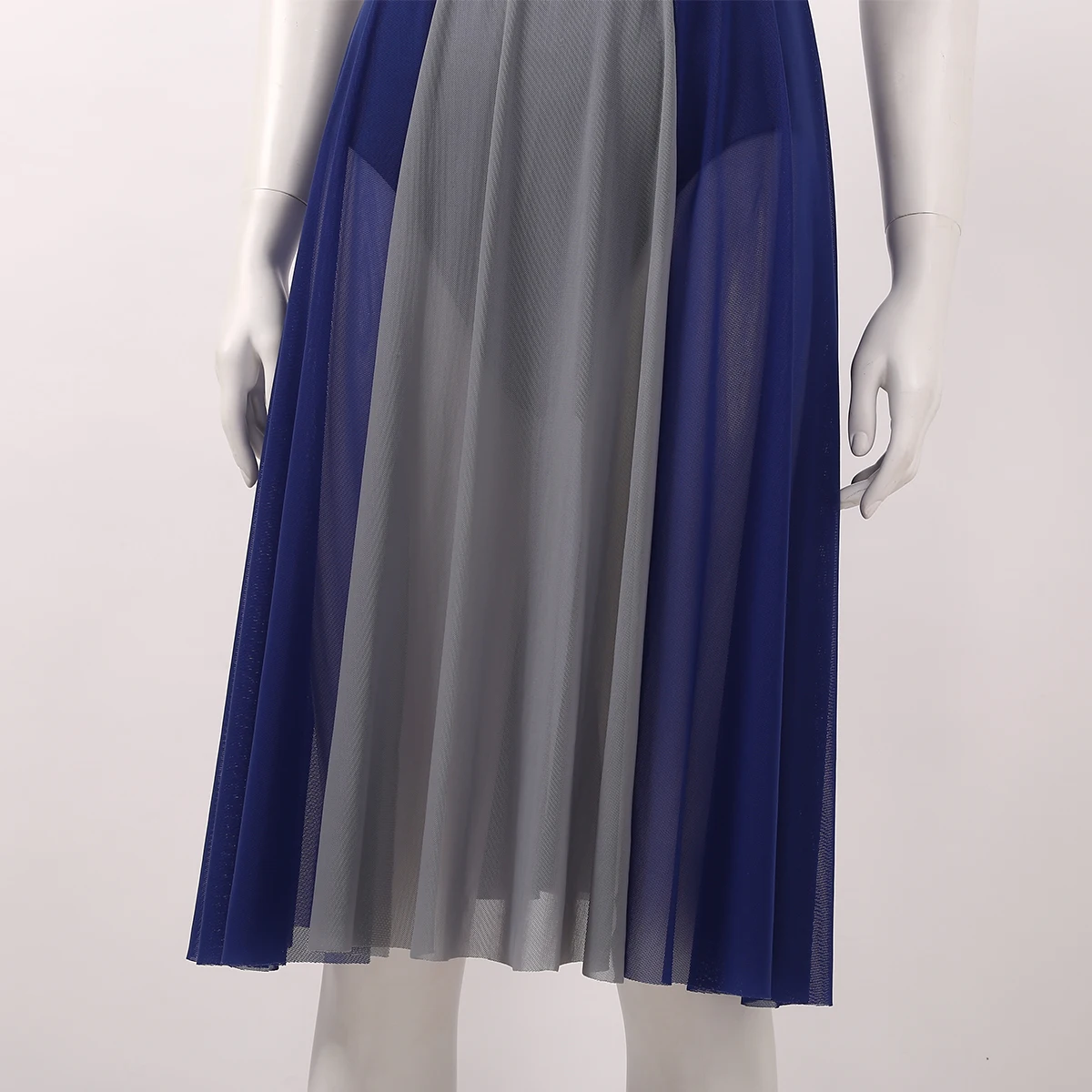 Women Dance Dress Sleeveless Color Block Ballet Modern Contemporary Lyrical Asymmetrical Chiffon Mesh Splice Leotards