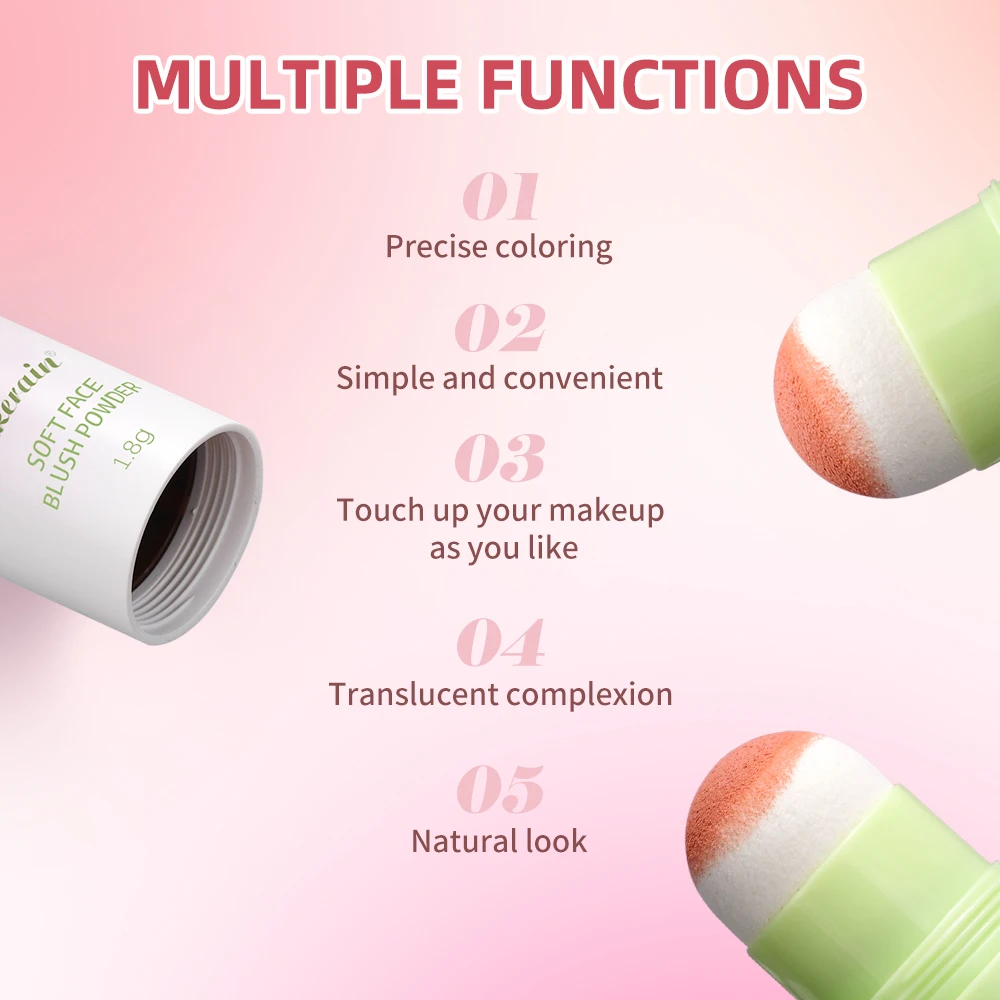 3 Colors Multi-Use Shimmer Soft Face Blusher Powder Tinted Solid Moisturizer Stick For Cheek & Eyes & Lips Korean Face Cosmetics 5