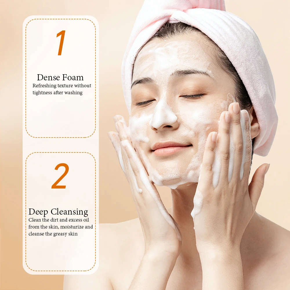 BIOAQUA Vitamin C Facial Cleanser Deeply Cleansing Oil Control Moisturizing Blackhead Removal Skin Care Face Wash Foam Cleanser face wash