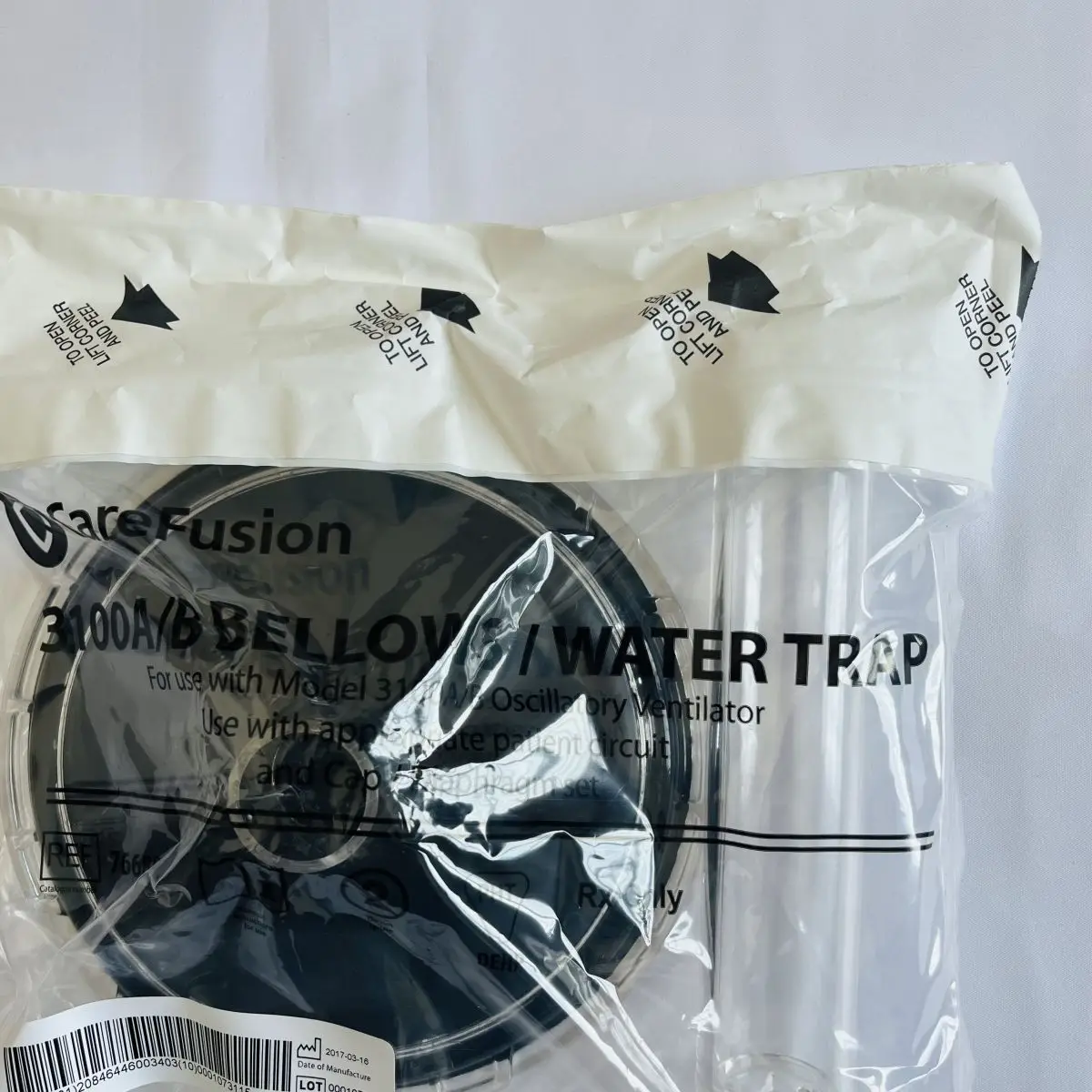 Viasys / Carefusion 766897. Bellows and water trap set. Box of 4 for 3100A Sensor Medics