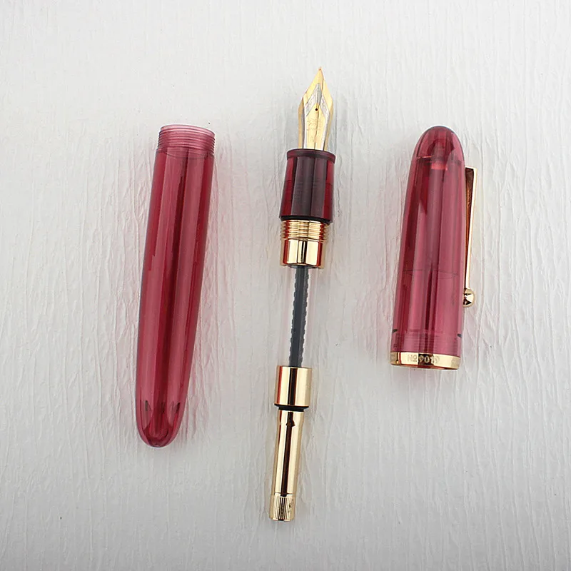 Luxury JinHao 9019 Dadao Fountain Pen Acrylic Transparent Spin Pen 40MM Nib Stationery Office School Supplies Writing Pens 6