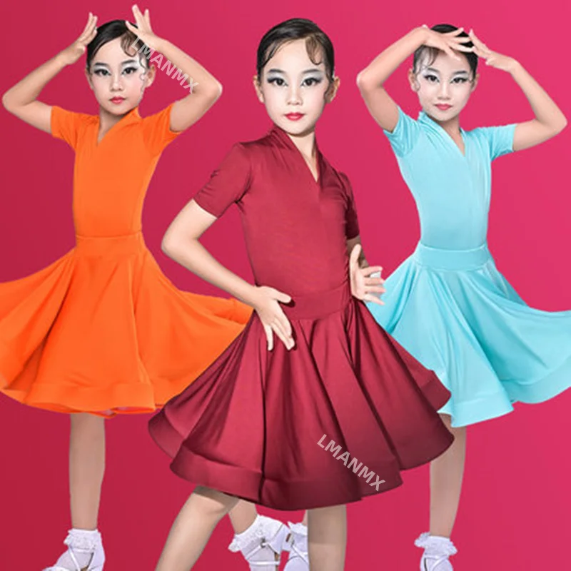Girls Professional Latin Dancing Dress Kids Ballroom Salsa Dance Wear Clothing Children's Competitions Latin Stage Wear Clothes dance dress