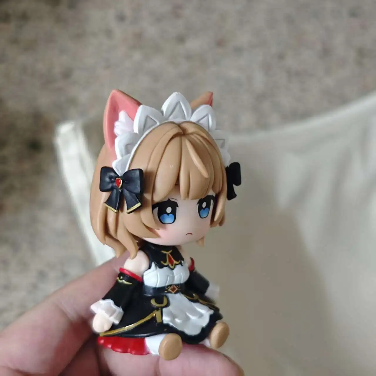 Sitting Pose Cat Sandrone 8cm Cute Anime Figure Statue - Desktop Decoration Ornament Toy Gift